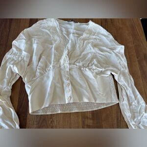 Cream lacy button down blouse